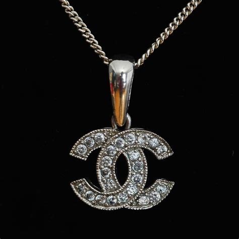 sterling silver fake chanel log chain|Chanel logo necklace vintage.